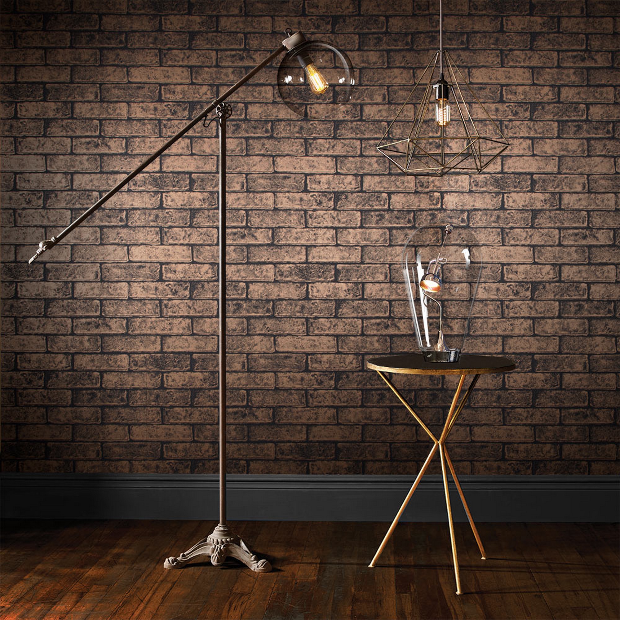 Metallic Brick Wallpaper 104383 By Graham Brown In Bronze Black